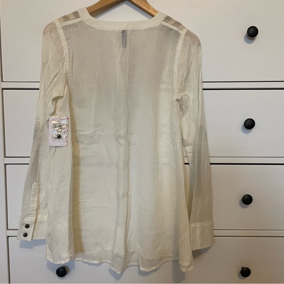 Free People Vanilla Ecru Gauze Lace Trim Tunic - Picture 4 of 4